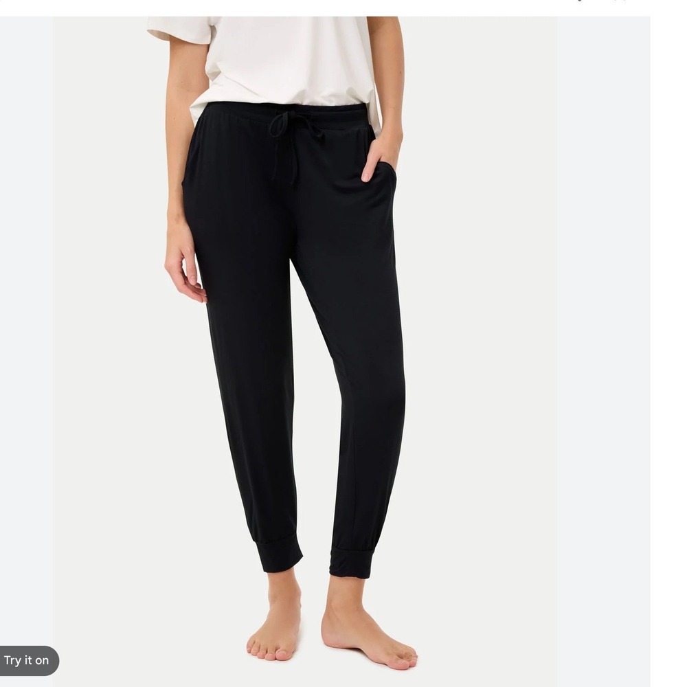 Cozy Earth Womens Soft Knit Bamboo Jogger Pants L Navy Blue Athleisure Lounge